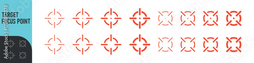 Minimal target or focus point icons in modern style. for design elements related to focus, aim, location, or accuracy, crosshair indicators, precision icon. Color set icon