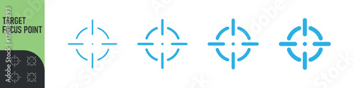 Minimal target or focus point icons in modern style. for design elements related to focus, aim, location, or accuracy, crosshair indicators, precision icon. Color set icon