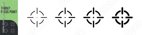 Minimal target or focus point icons in modern style. for design elements related to focus, aim, location, or accuracy, crosshair indicators, precision icon. Color set icon