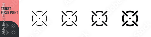 Minimal target or focus point icons in modern style. for design elements related to focus, aim, location, or accuracy, crosshair indicators, precision icon. Color set icon