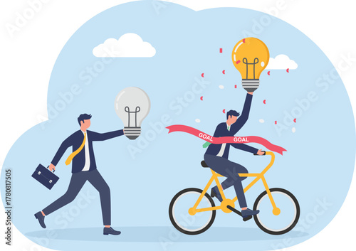 illustration of competition in presenting business ideas and innovations
