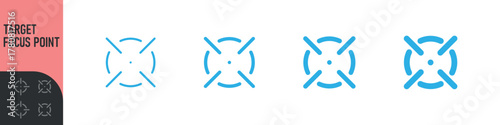 Minimal target or focus point icons in modern style. for design elements related to focus, aim, location, or accuracy, crosshair indicators, precision icon. Color set icon