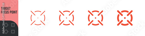Minimal target or focus point icons in modern style. for design elements related to focus, aim, location, or accuracy, crosshair indicators, precision icon. Color set icon