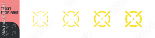 Minimal target or focus point icons in modern style. for design elements related to focus, aim, location, or accuracy, crosshair indicators, precision icon. Color set icon