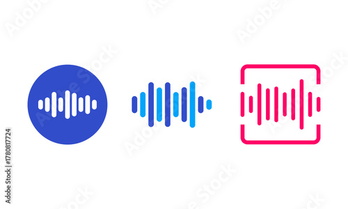 Set Of Abstract Audio Signal Icons For Modern App Notification Features