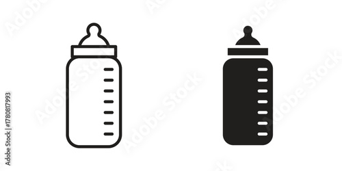 Baby milk bottle icon on white background. Stock vector icon