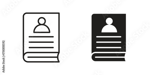Biography icon on white background. Stock vector icon