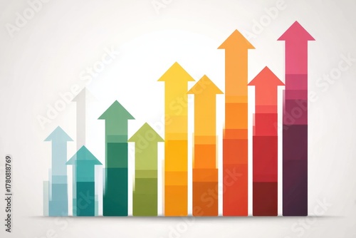 Ascending Success: A dynamic and colorful graph represents growth, progress, and upward movement, symbolizing business expansion and success. 