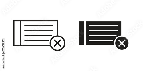 Bounced check icon on white background. Stock vector icon
