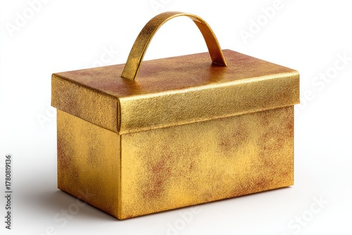 Golden Box: A close-up shot presents a glamorous golden box. Its textured surface gleams under soft lighting, creating an aura of opulence and mystique.