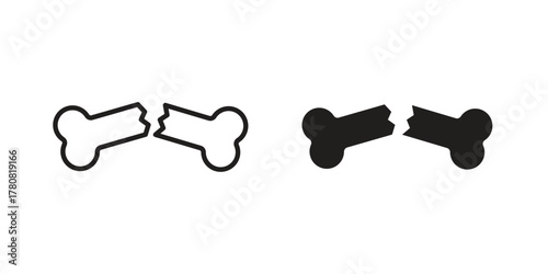 Broken bone icon on white background. Stock vector icon