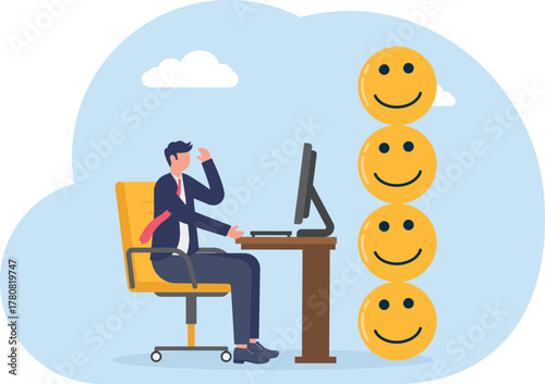 illustration of happiness from positive feedback on business product quality

