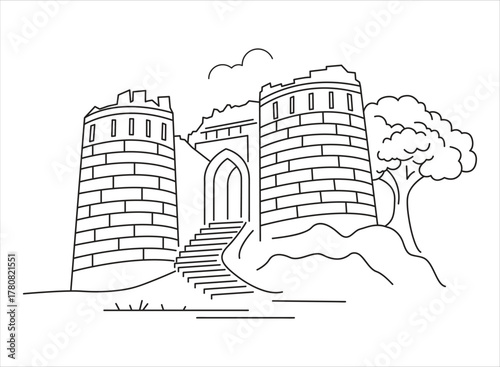 Modern Abstract Vector Illustration of Sinhagad Fort, Pune