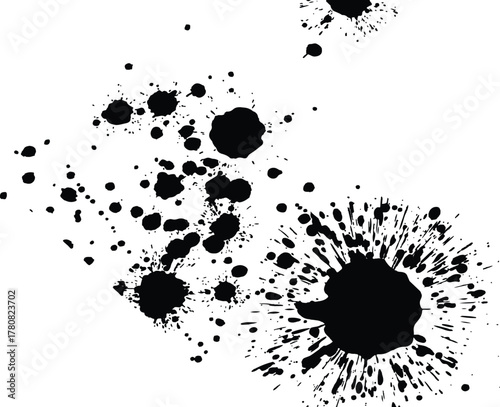 Cuadro en lienzo Black watercolor spot spread on white background