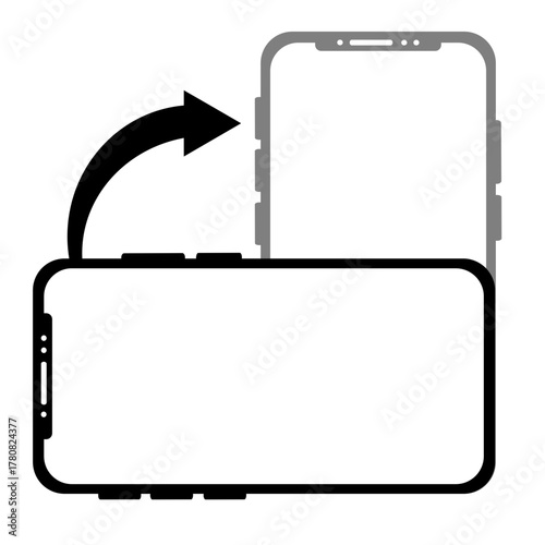 Rotate your smartphone for best viewing experience, mobile device orientation guide, turn phone, vector illustration, modern design, easy to understand icon