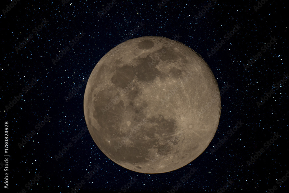 Obraz premium Full super moon on a starry night