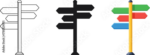 Directional Signs Vector Illustration Providing Guidance and Choices