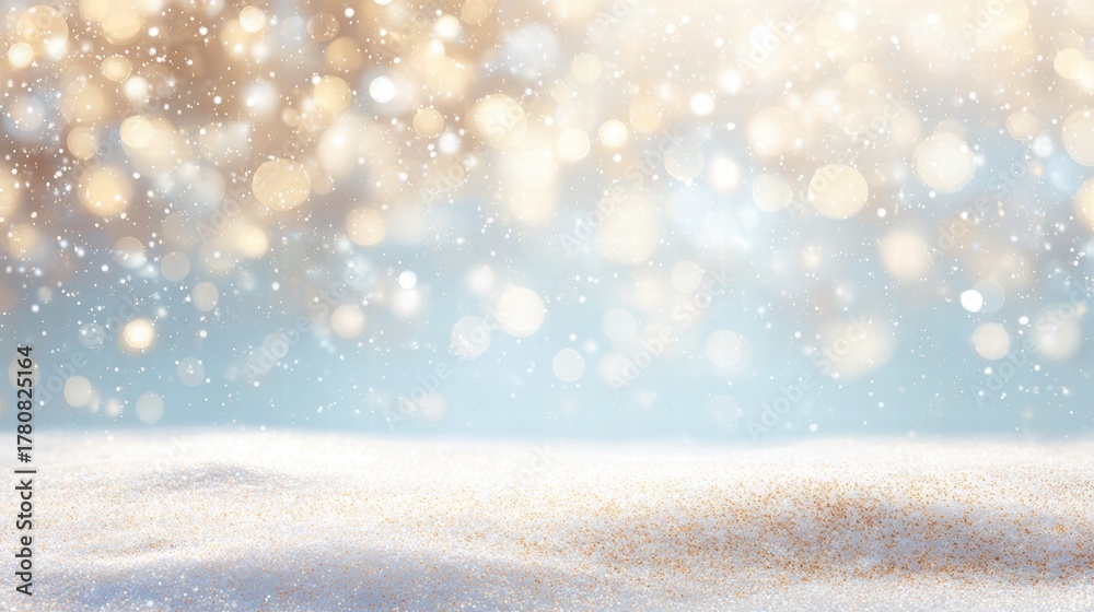 Fototapeta premium magical snowy background with glowing night sky and falling snowflakes.