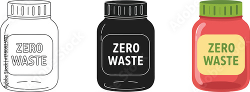 Zero waste product in reusable containers vector illustration