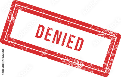 Red Denied Stamp With Grunge Effect On White Background Design