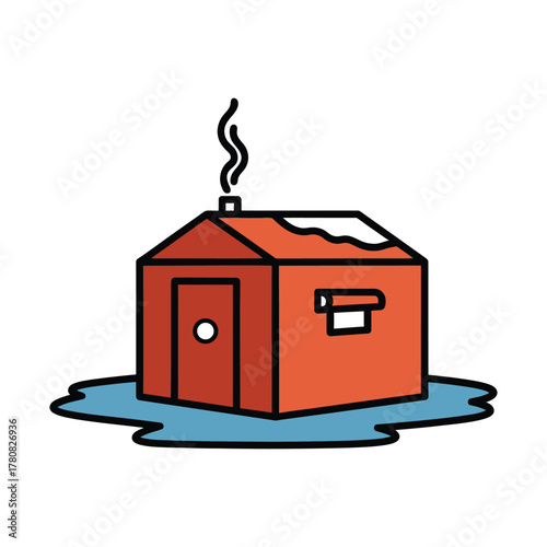 Ice fishing hut vector illustration .eps