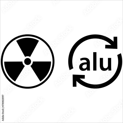 Radiation symbol and recycling aluminum Vector