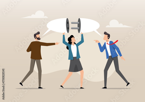 Three businesspeople engaging in a discussion