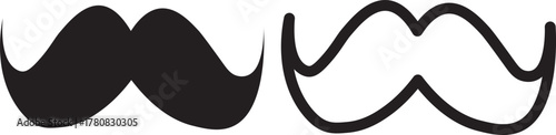 Set of mustache silhouette vector  ,.Simple black mustache icon