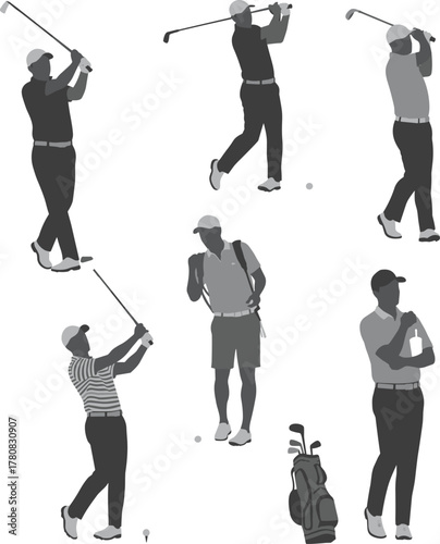 Golf, Sport, Player, Silhouette, Vector, Club, Swing, Athlete, Game, Outdoor, Leisure, Outline, Icon, Graphic, Illustration