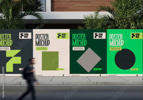 Modern Urban Street Wall Poster PSD Mockup for Outdoor Advertising