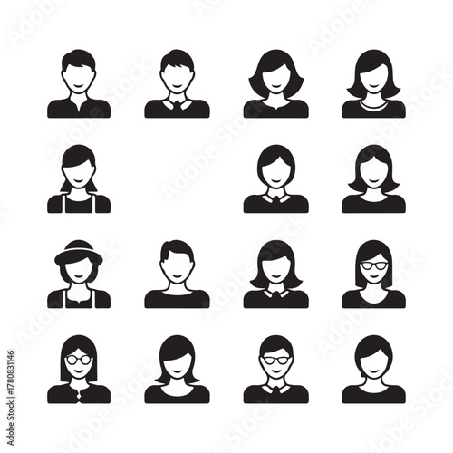 Neutral expression people solid icons