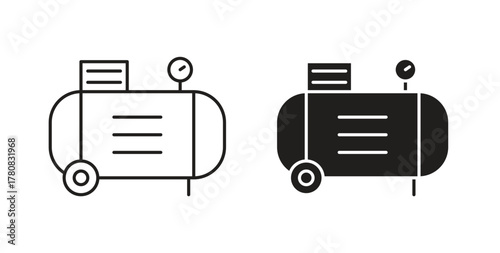 Compressor icons set. Simple line vector illustration