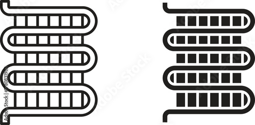 Condenser coil icons set. Simple line vector illustration