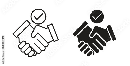 Deal icons set. Simple line vector illustration