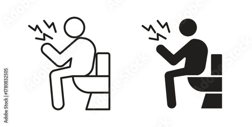 Diarrhea icons set. Simple line vector illustration