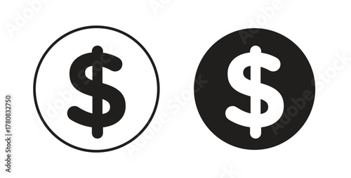 Dollar icons set. Simple line vector illustration