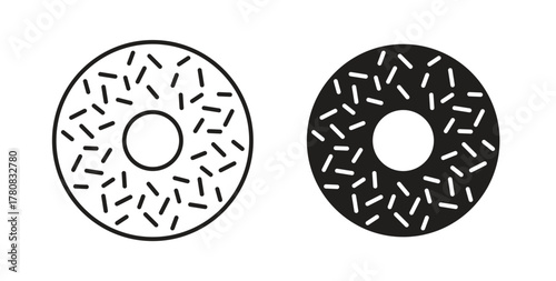 Doughnut icons set. Simple line vector illustration