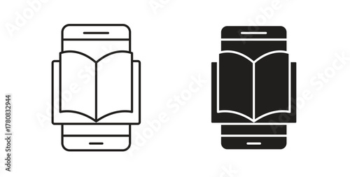 Ebook icons set. Simple line vector illustration