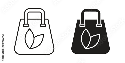 Eco bag icons set. Simple line vector illustration