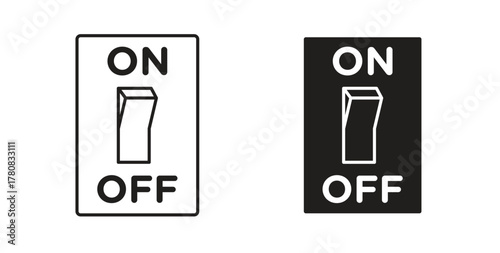 Electric switch icons set. Simple line vector illustration