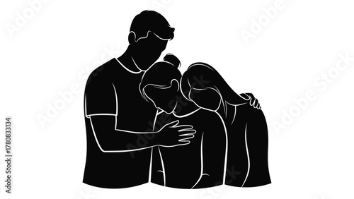 Comforting group silhouette isolated on transparent background, Vector