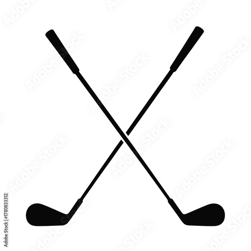 Pair of golf club  icons including iron and wedge, flat design, isolated on transparent background for sports websites, mobile apps, and golf-themed illustrations.