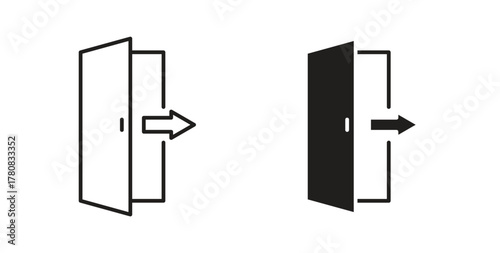 Exit icons set. Simple line vector illustration