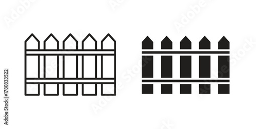 Fence icons set. Simple line vector illustration