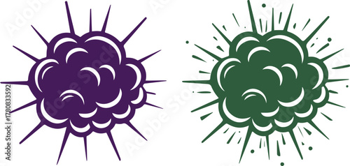 Cartoon Cloud Explosion Puff Icons – Rounded Impact Burst Vector Set