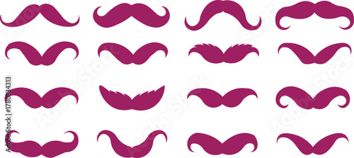 Set of mustache silhouette vector  ,.Simple black mustache icon