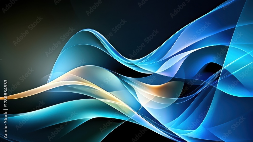 Obraz premium Abstract Waves in Blue and Orange Shades with Smooth Flowing Patterns