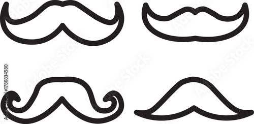 Set of mustache silhouette vector  ,.Simple black mustache icon
