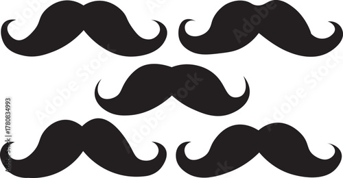 Set of mustache silhouette vector  ,.Simple black mustache icon