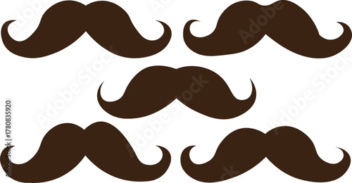 Set of mustache silhouette vector  ,.Simple black mustache icon